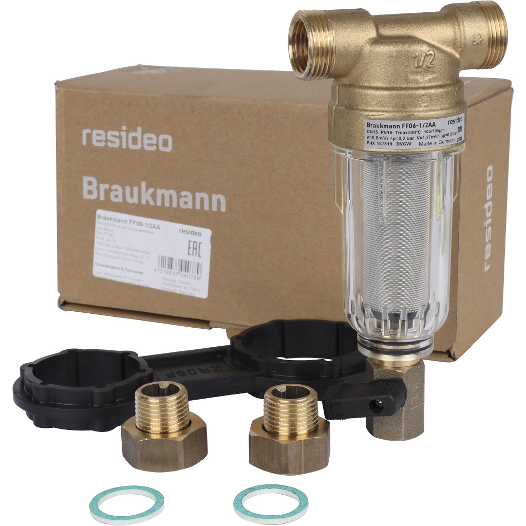 Honeywell (Resideo Braukmann) на холодную воду, 100 мкм, 1/2, FF06-1/2AA