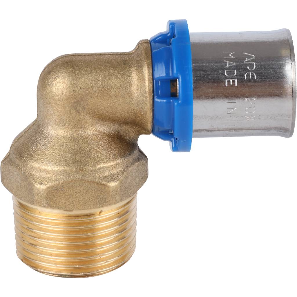 Угольник-переходник APE с наружной резьбой 3/4 х20 для металлопластиковых труб прессовой, ARL3004200