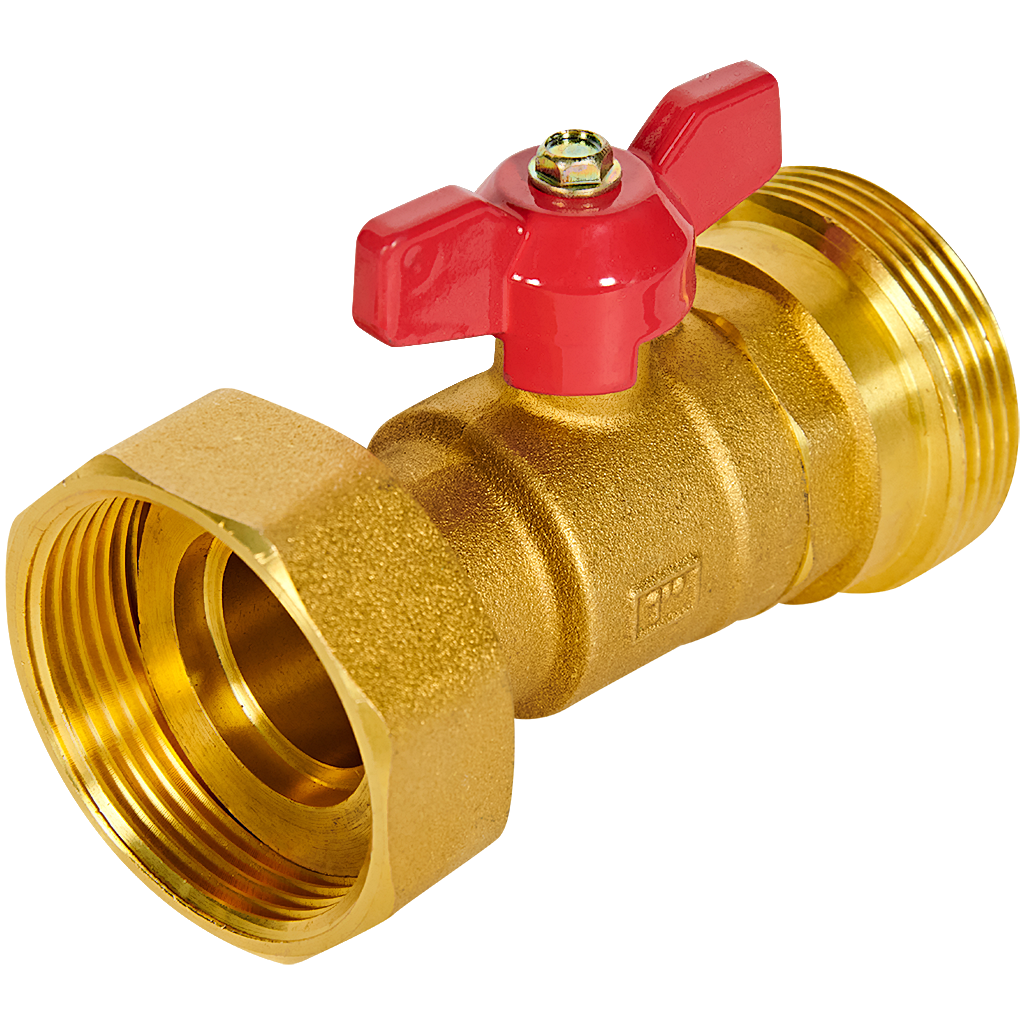 Клапан запорный латунный ROMMER НР 1 1/2 с накидной гайкой для подключения насоса ВР 1 1/2 RBV-0020-03112112