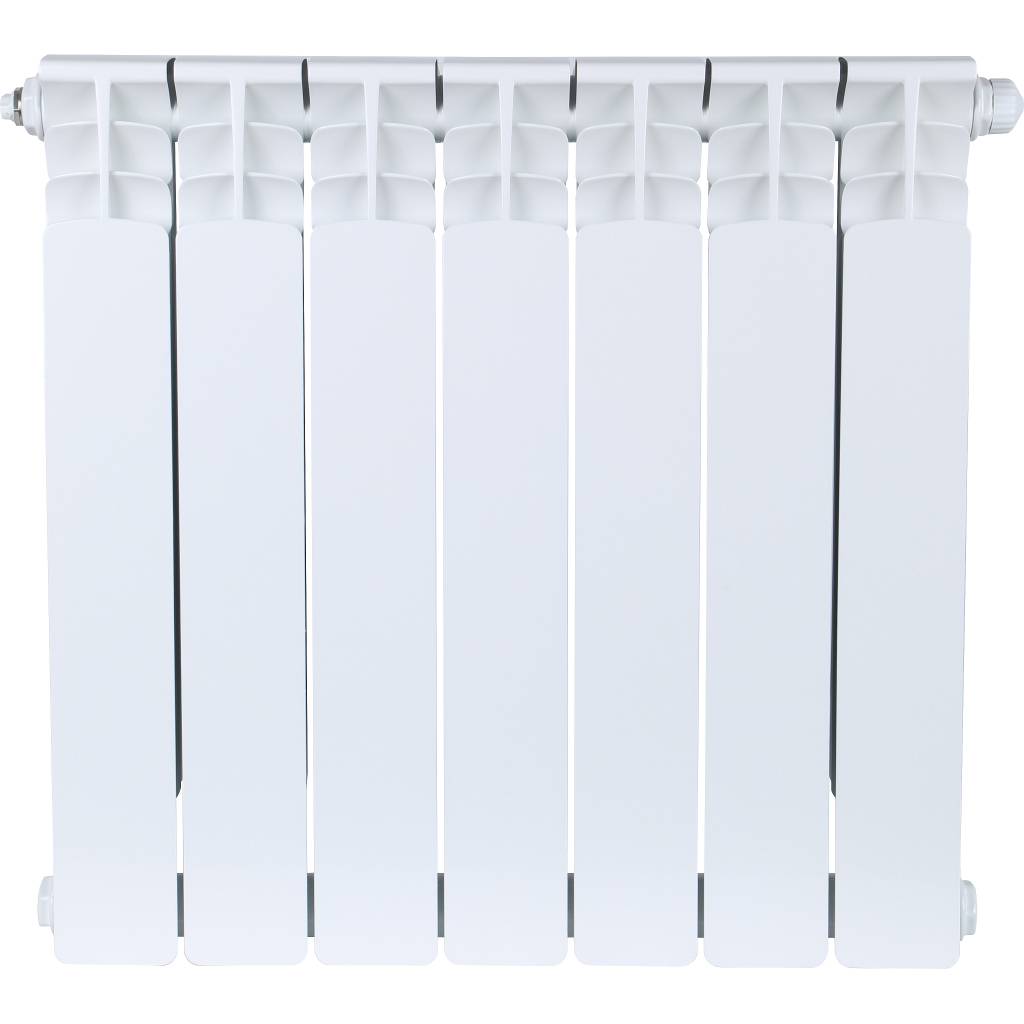 Радиатор биметаллический STOUT Space 500 7 секций нижнее правое подключение RAL9016, SRB-0320-050007