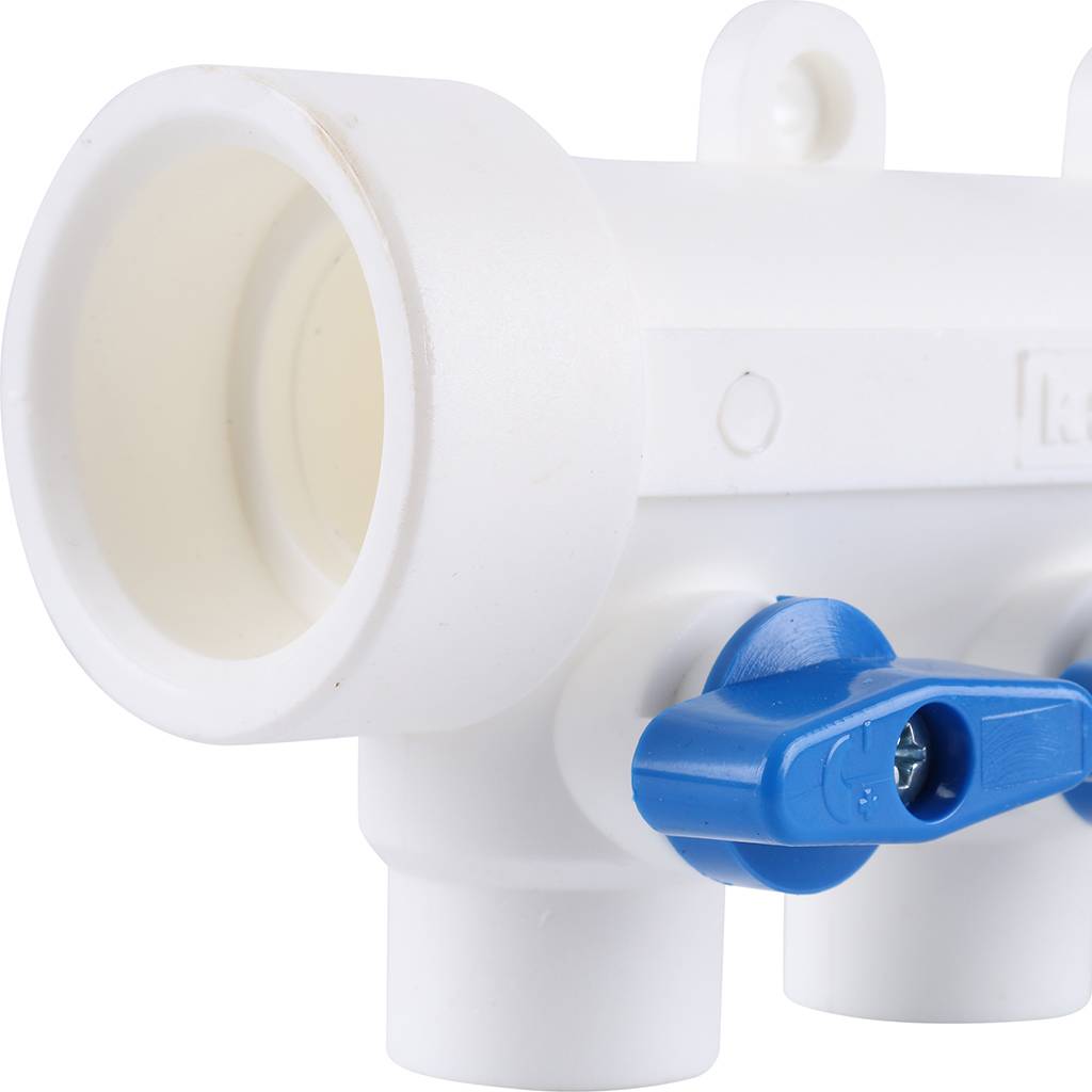 Коллектор с запорными кранами для полипропиленовых труб Kalde (3 выхода)