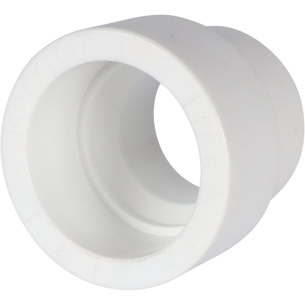 Муфта переходная Политэк 50х40 внутр./внутр. для полипропиленовых труб под сварку (цвет белый)