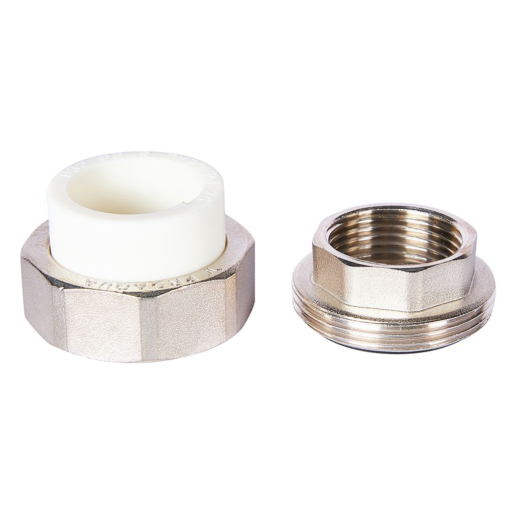 Муфта комбинированная Pro Aqua d=32-1 PP-R разъемная (американка) УСИЛЕННАЯ ВР Белая, PA20018S