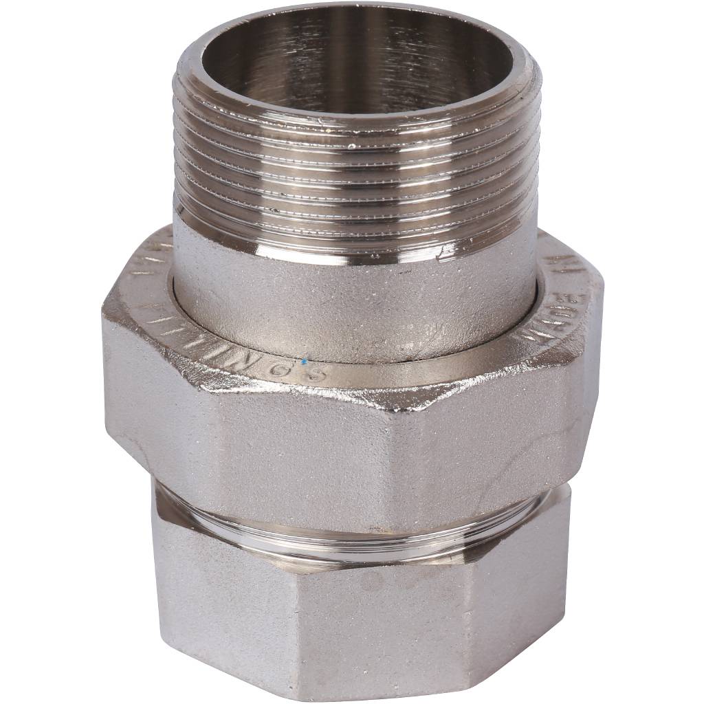 Разъемное соединение STOUT американка ВН 1 1/2 никелированное, уплотнение под гайкой по плоскости, SFT-0045-000112