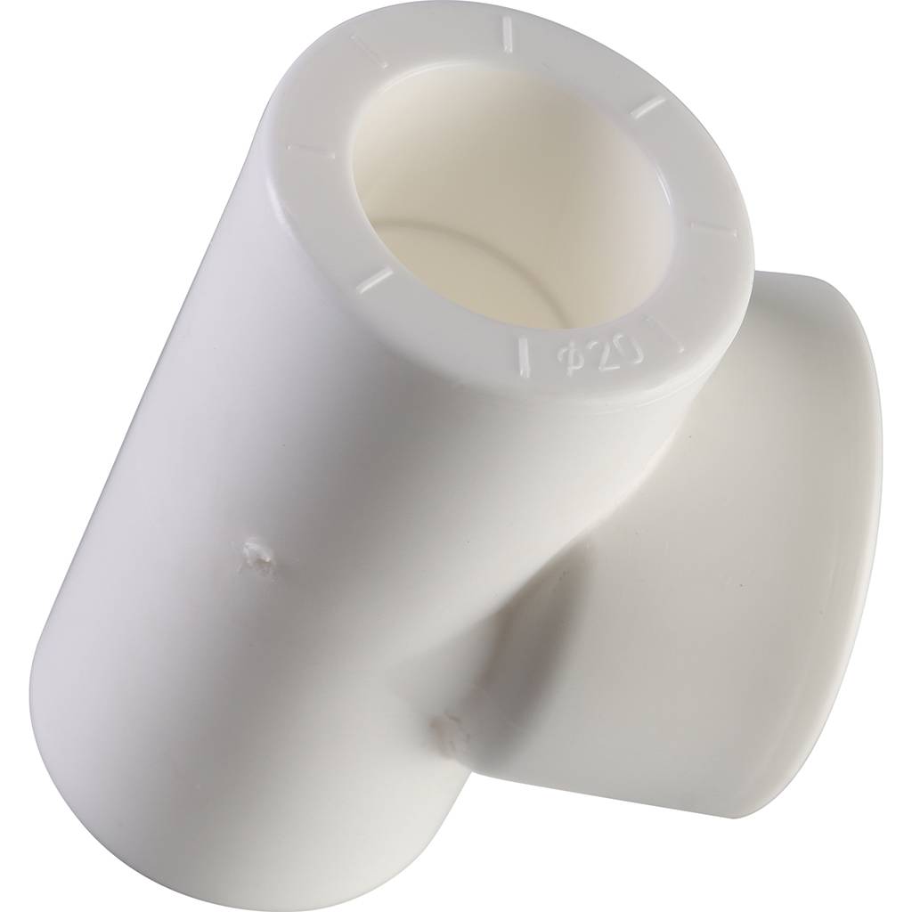 Тройник переходной Политэк 20х25х20 для полипропиленовых труб под сварку (цвет белый), 9300202520