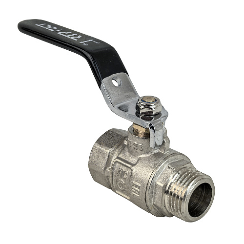 Кран шаровой ГОСТ ручка рычаг, латунь, внутренняя/наружная резьба  1/2,PN40 никель, RTP