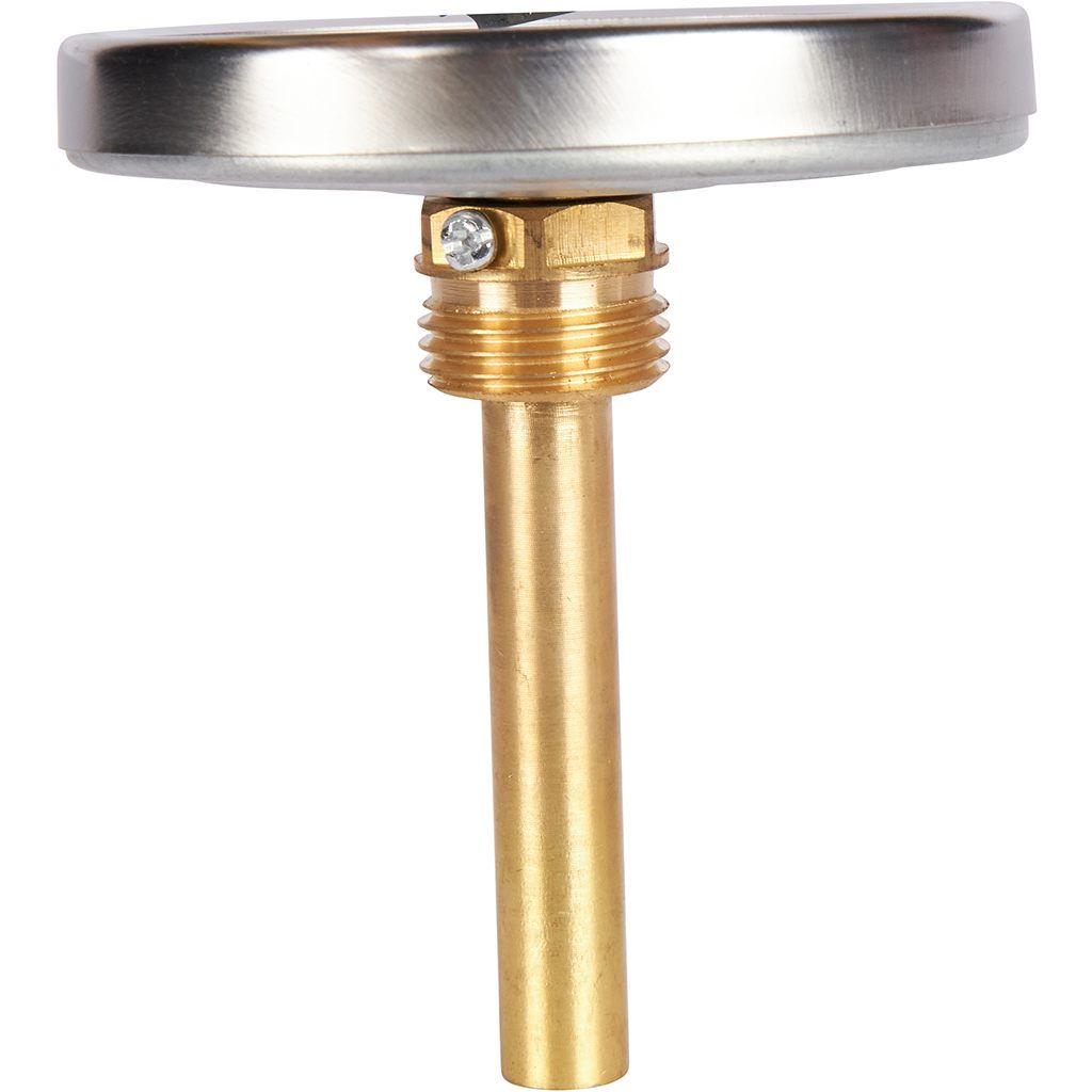 Термометр биметаллический ROMMER 80 мм 120 градусов с погружной гильзой 75 мм 1/2