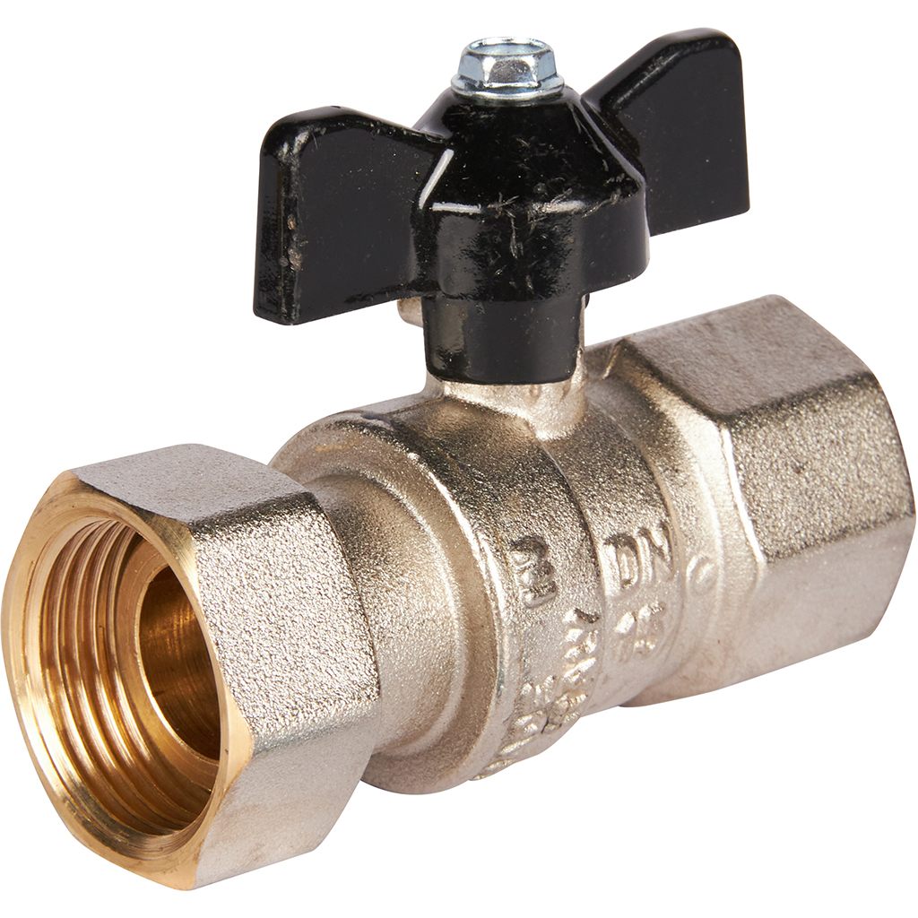 Кран шаровой STOUT с накидной гайкой ВР/накидная гайка, ручка бабочка 3/4x3/4, SVB-0009-000020