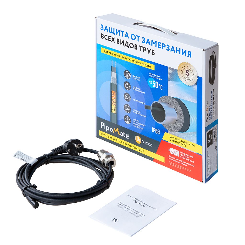 Секция нагревательная кабельная PipeMate 10Вт/м 4м ССТ, 2293630