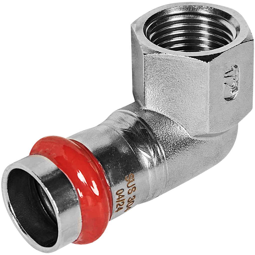 Угольник ROMMER-переходник-ВР, 18х1/2, из нержавеющей стали прессовой