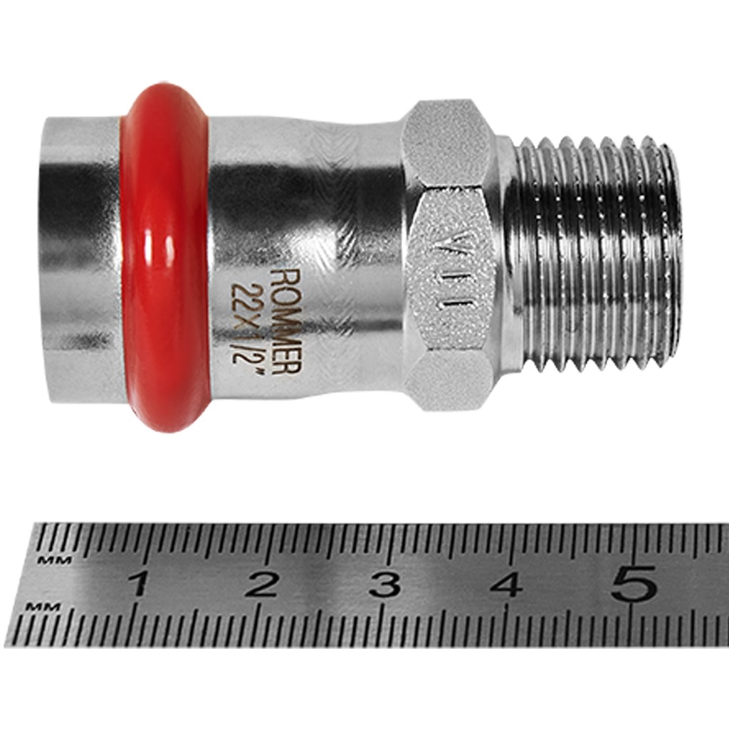 Переходник ROMMER ВПр-НР, 22х1/2, из нержавеющей стали прессовой, RSS-1021-002212