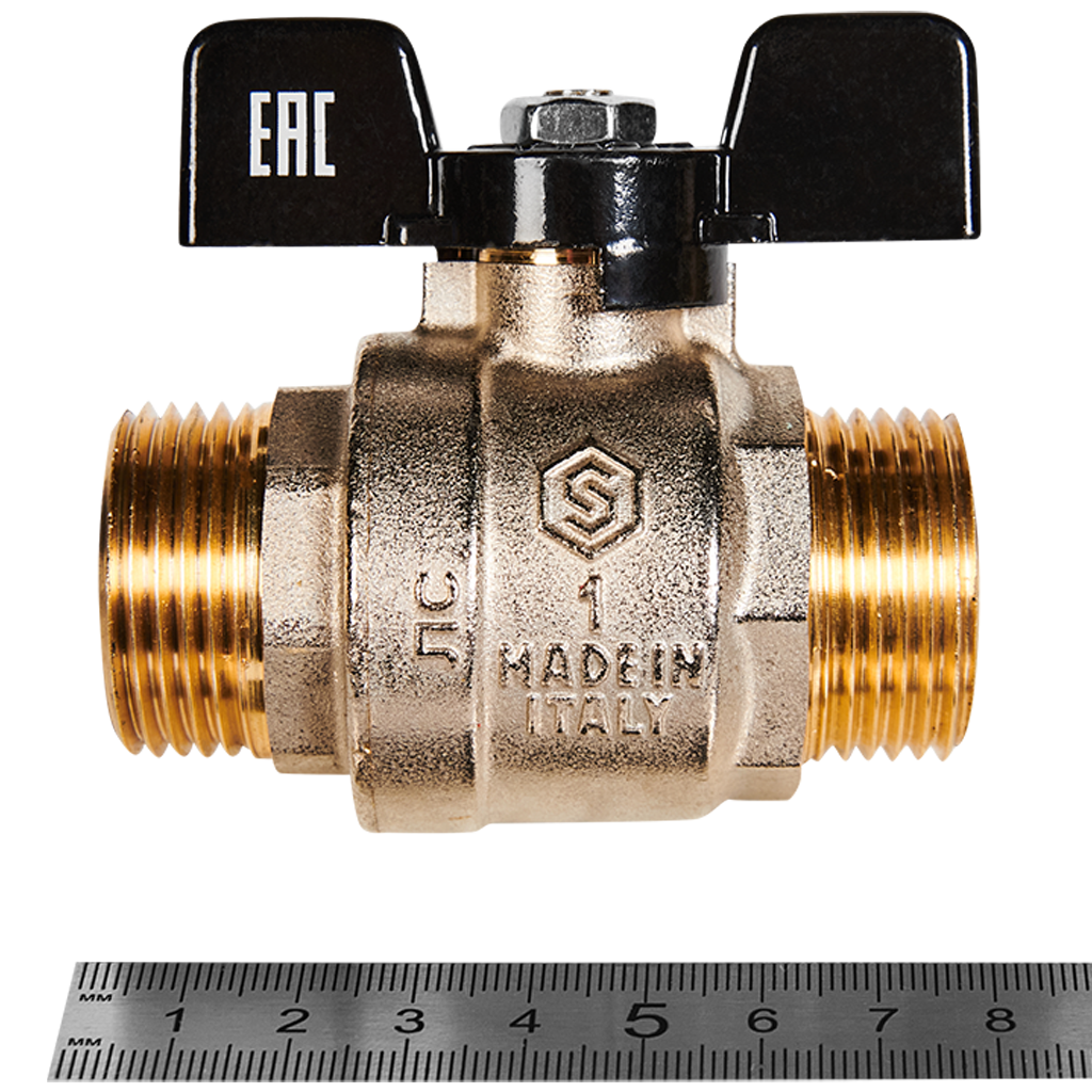 Кран шаровой полнопроходной STOUT НР/НР ручка бабочка 1