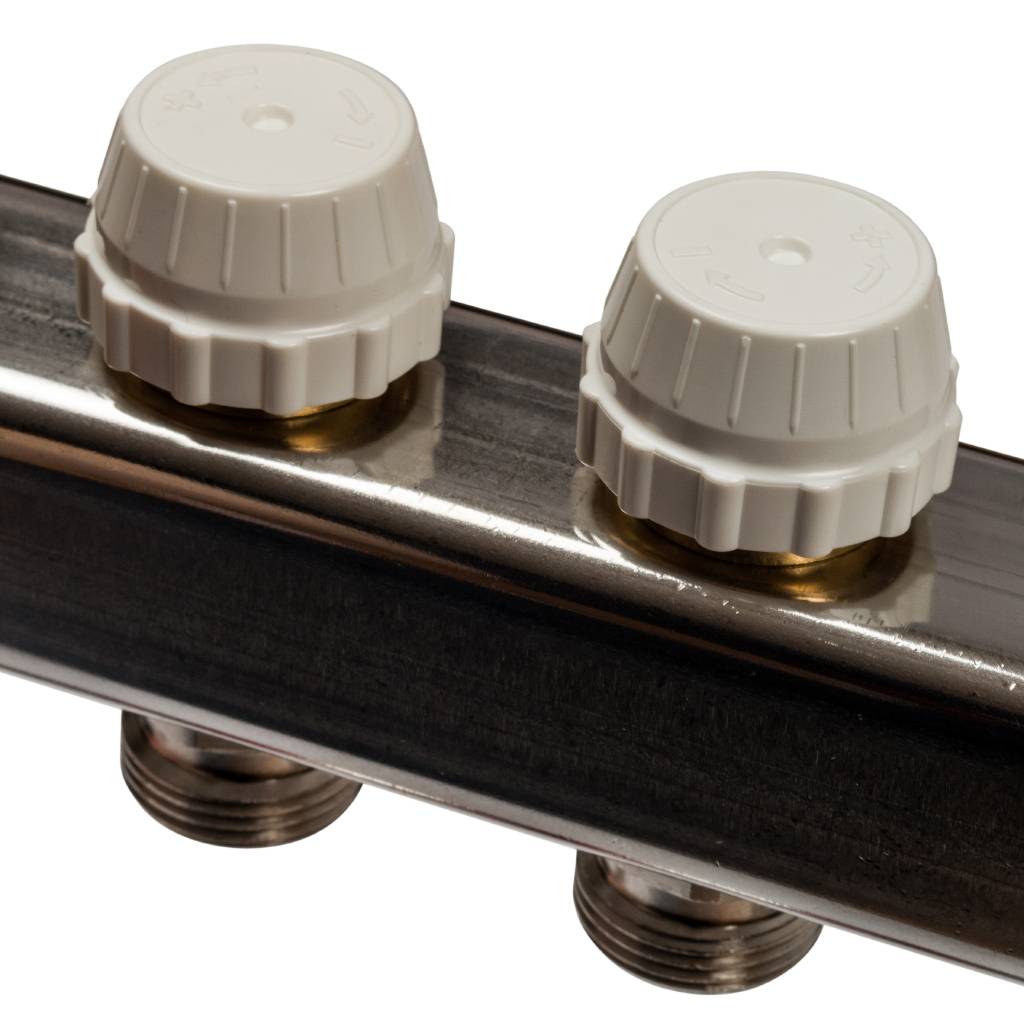 Коллектор из нержавеющей стали с расходомерами, с клапаном вып. воздуха и сливом STOUT 7 выходов, SMS-0927-000007