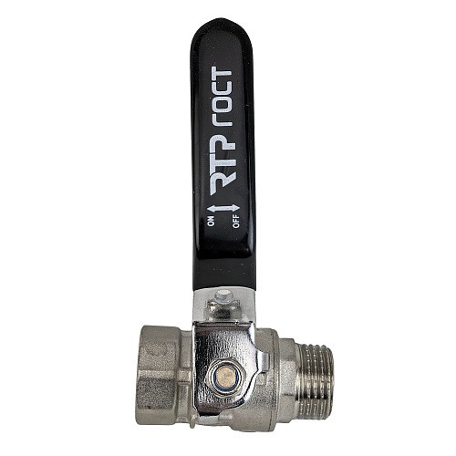 Кран шаровой ГОСТ ручка рычаг, латунь, внутренняя/наружная резьба  1/2,PN40 никель, RTP