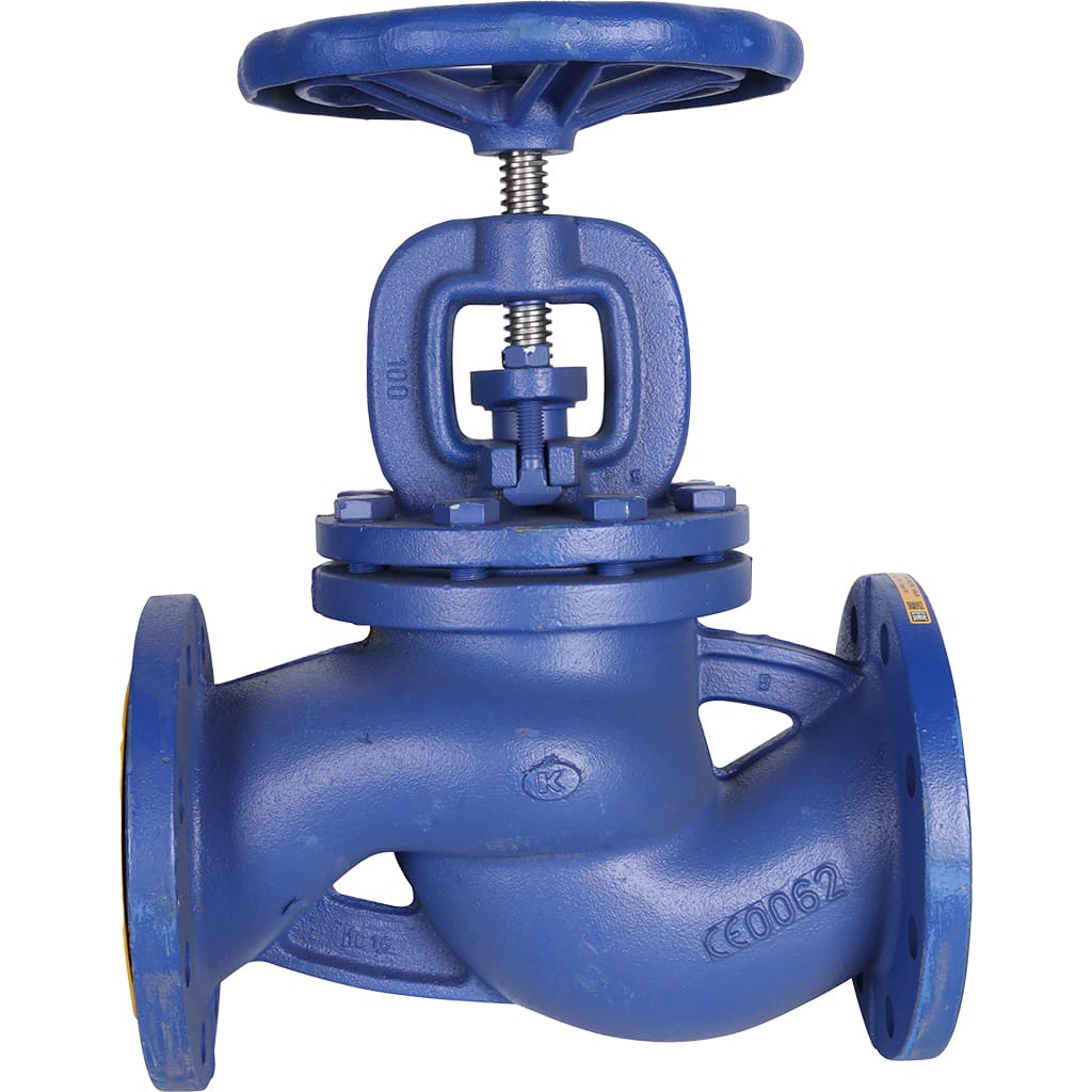 Клапан запорный ZETKAMA 215A Ду100 Ру16 фланцевый из чугуна, 215A100C01