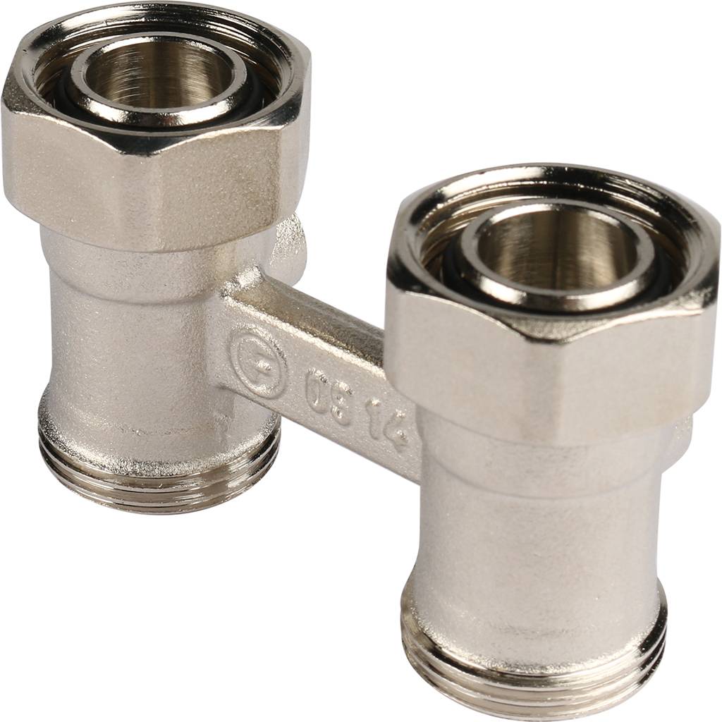 *12407271001 REHAU RAUTITAN Пара шаровых кранов с соед. нип. G 1/2xG 3/4, прямой (никелирован.), 12407271001