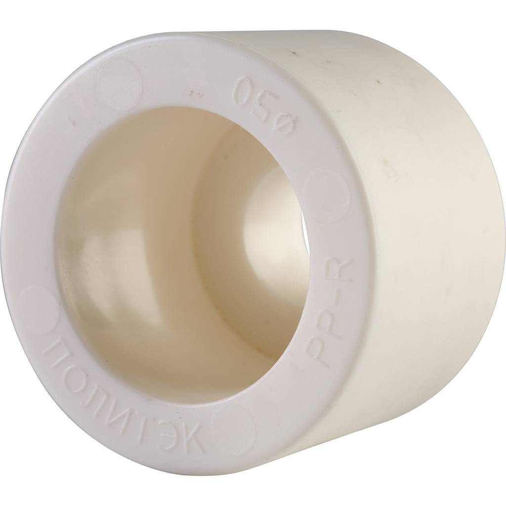 Муфта переходная внутр./наруж. Политэк 50х20 для полипропиленовых труб под сварку (цвет белый), 9200005020
