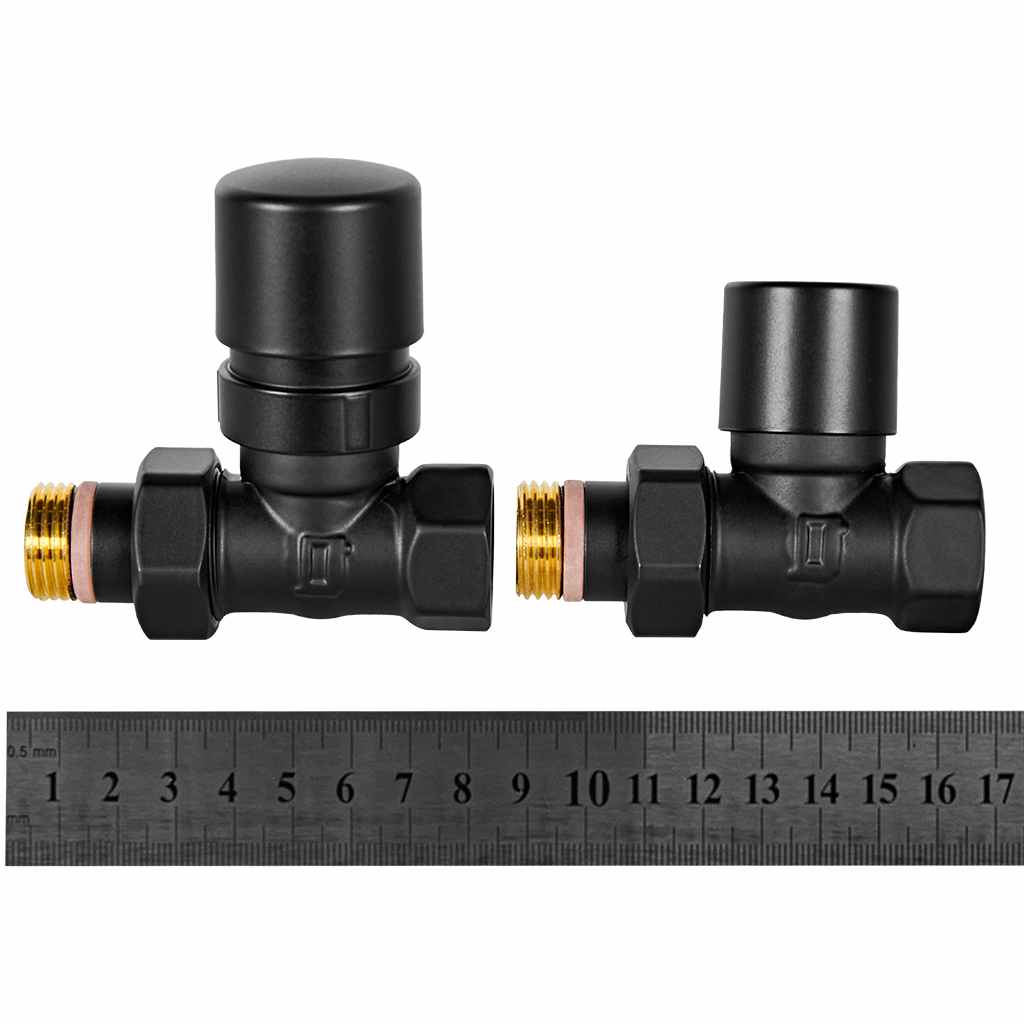 Комплект клапанов термостатических STOUT Design черный, прямой 1/2, SVTDK-0001-000015B