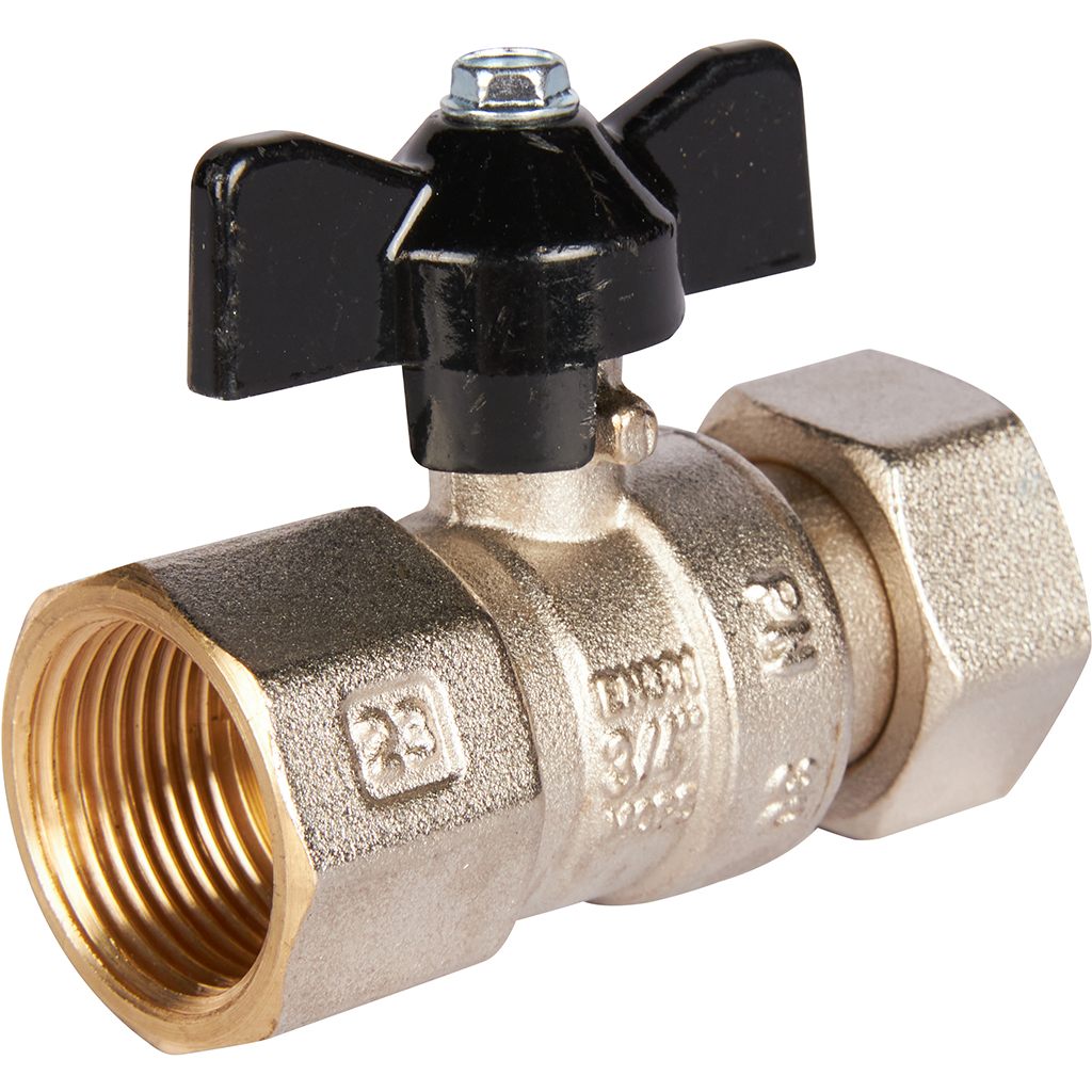 Кран шаровой STOUT с накидной гайкой ВР/накидная гайка, ручка бабочка 3/4x3/4, SVB-0009-000020