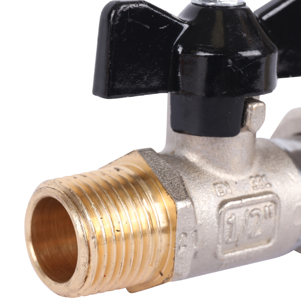 Кран шаровой STOUT 1/2x3/4 с накидной гайкой, НР/накидная гайка, ручка бабочка, SVB-1009-001520