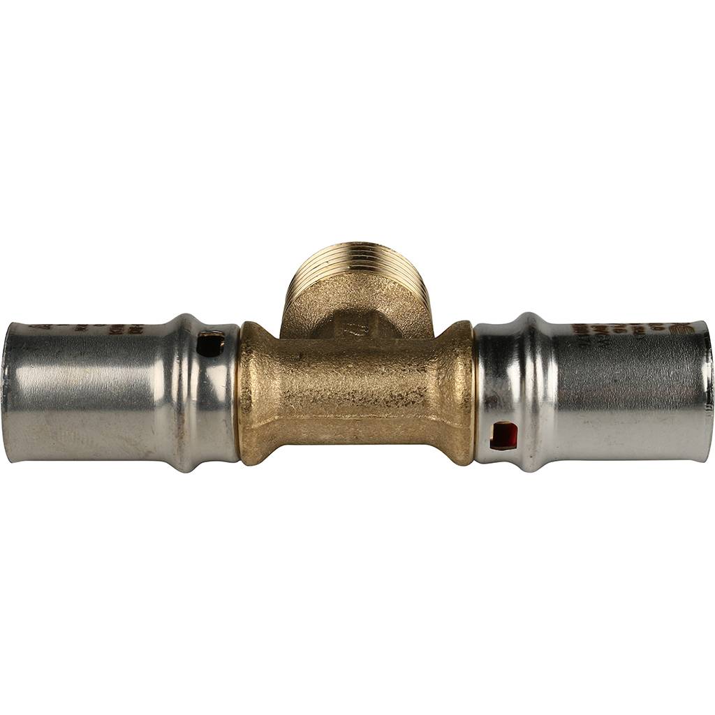 Тройник-переходник STOUT с наружной резьбой 16х1/2 х16 для металлопластиковых труб прессовой, SFP-0008-161216