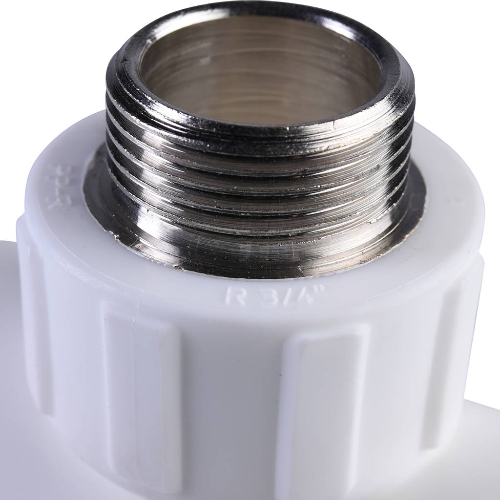 Тройник Политэк 32x3/4 с наружной резьбой для полипропиленовых труб под сварку (цвет белый), 9510003234