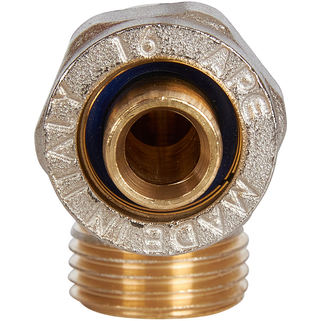 Угольник-переходник STOUT с наружной резьбой 1/2 х16 для металлопластиковых труб винтовой, SFS-0006-001216