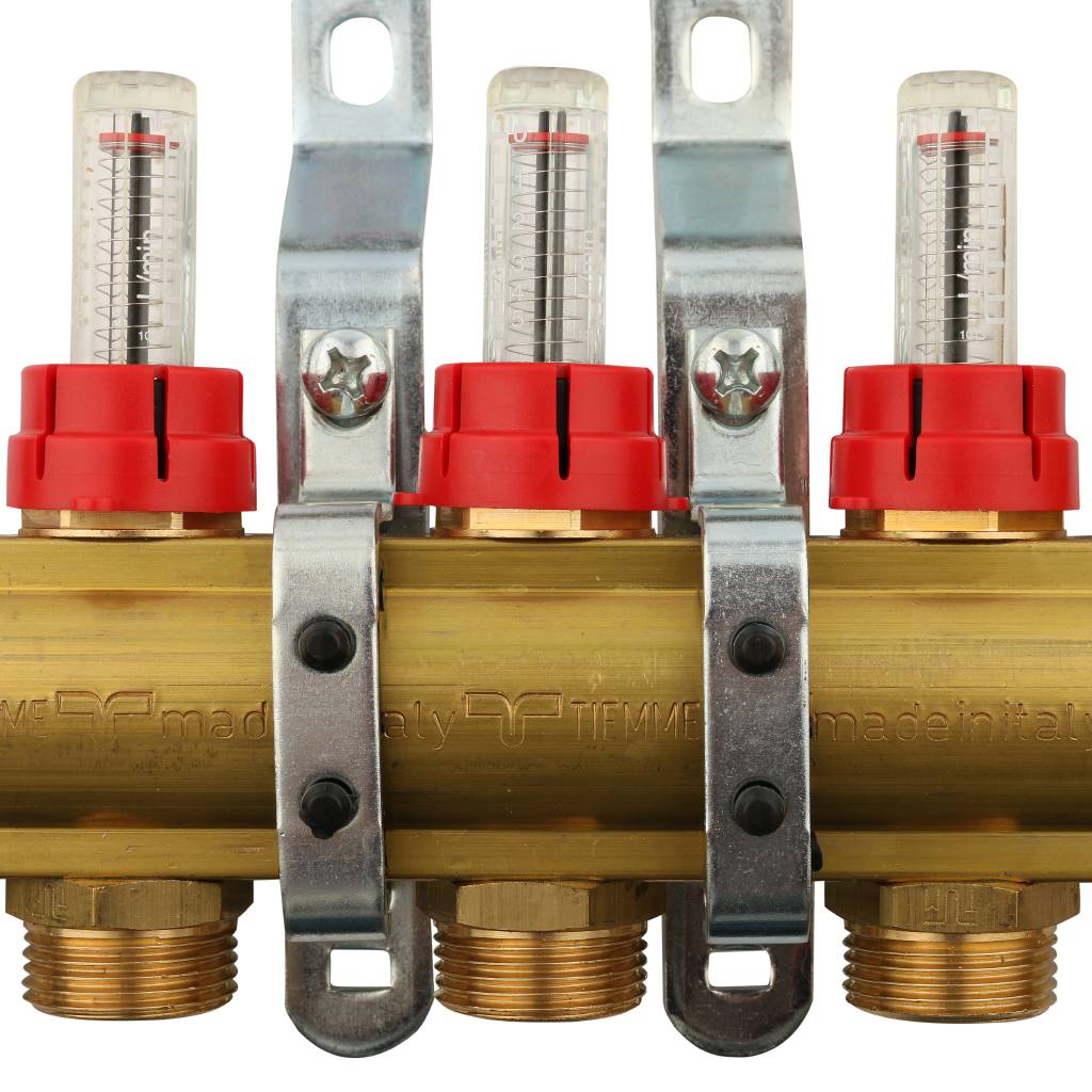 Коллектор в сборе с расходомерами на 3 выхода TIEMME 1х3/4 ЕК