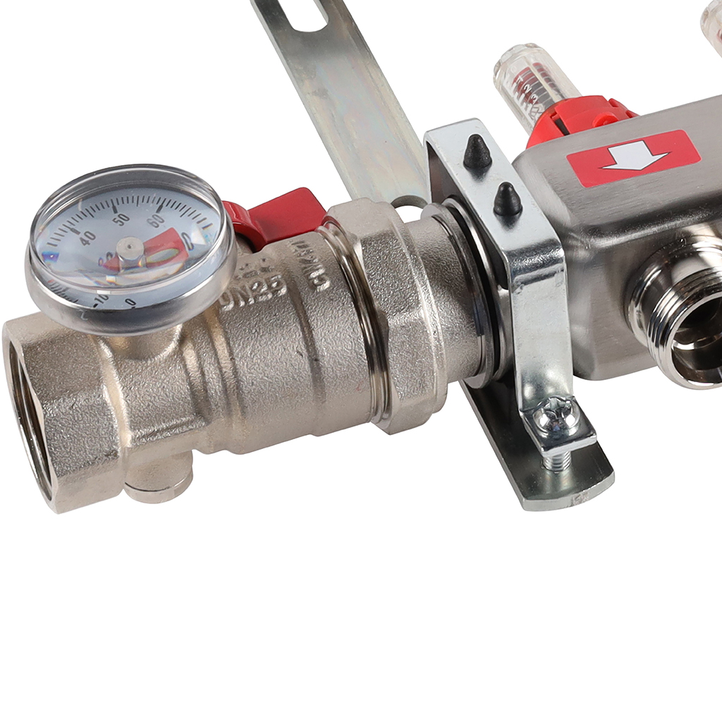 Коллектор из нержавеющей стали в сборе с расходомерами ROMMER 6 выходов, RMS-1210-000006