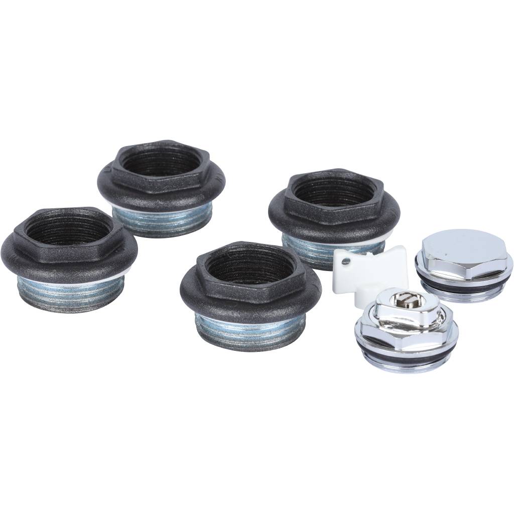 Присоединительный набор для радиатора Global 011048 07 Global KIT 3/4 (цвет cod.07 grigio scuro opaco mettalizzato (черный)), A048KIT3/407