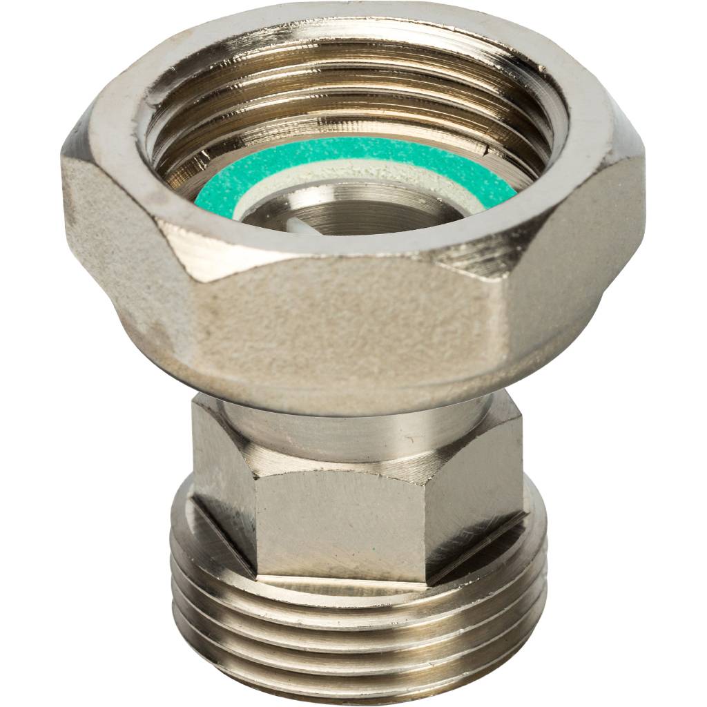 Разъемное соединение STOUT 1 с плоским уплотнением и обратным клапаном, никелированное, SDG-0019-020025
