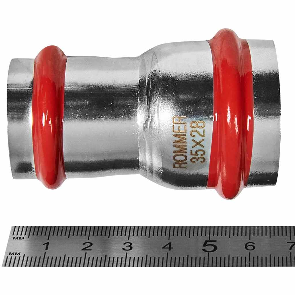 Муфта ROMMER переходная ВПр, 35х28, из нержавеющей стали прессовой, RSS-1018-003528
