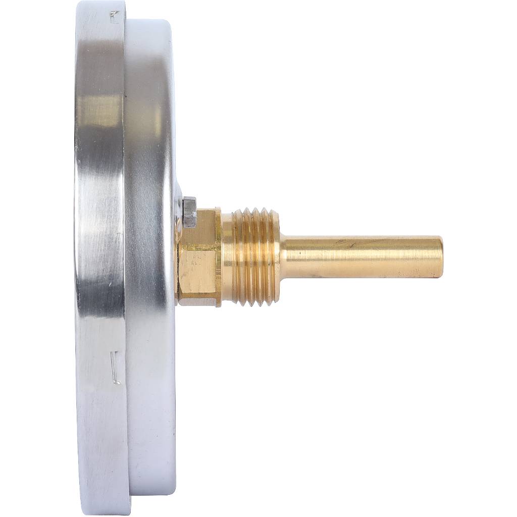 Термометр биметаллический погружной РОСМА 100 мм c гильзой 120 градусов 1/2 осевой шток 46х6 мм БТ-41.211