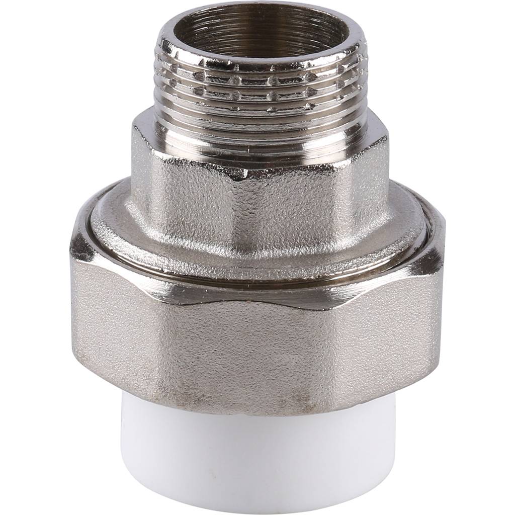 Муфта разъемная Kalde с наружной резьбой 25х3/4 для полипропиленовых труб под сварку (цвет белый)