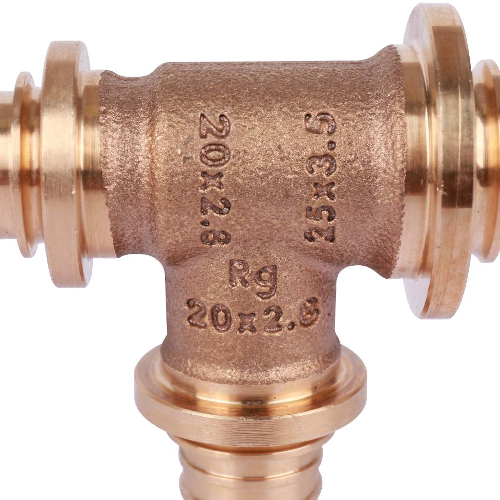 Тройник РЕХАУ RAUTITAN PLATINUM с уменьшенным боковым и торцевым проходами 25-20-20 RX для труб из сшитого полиэтилена аксиальный