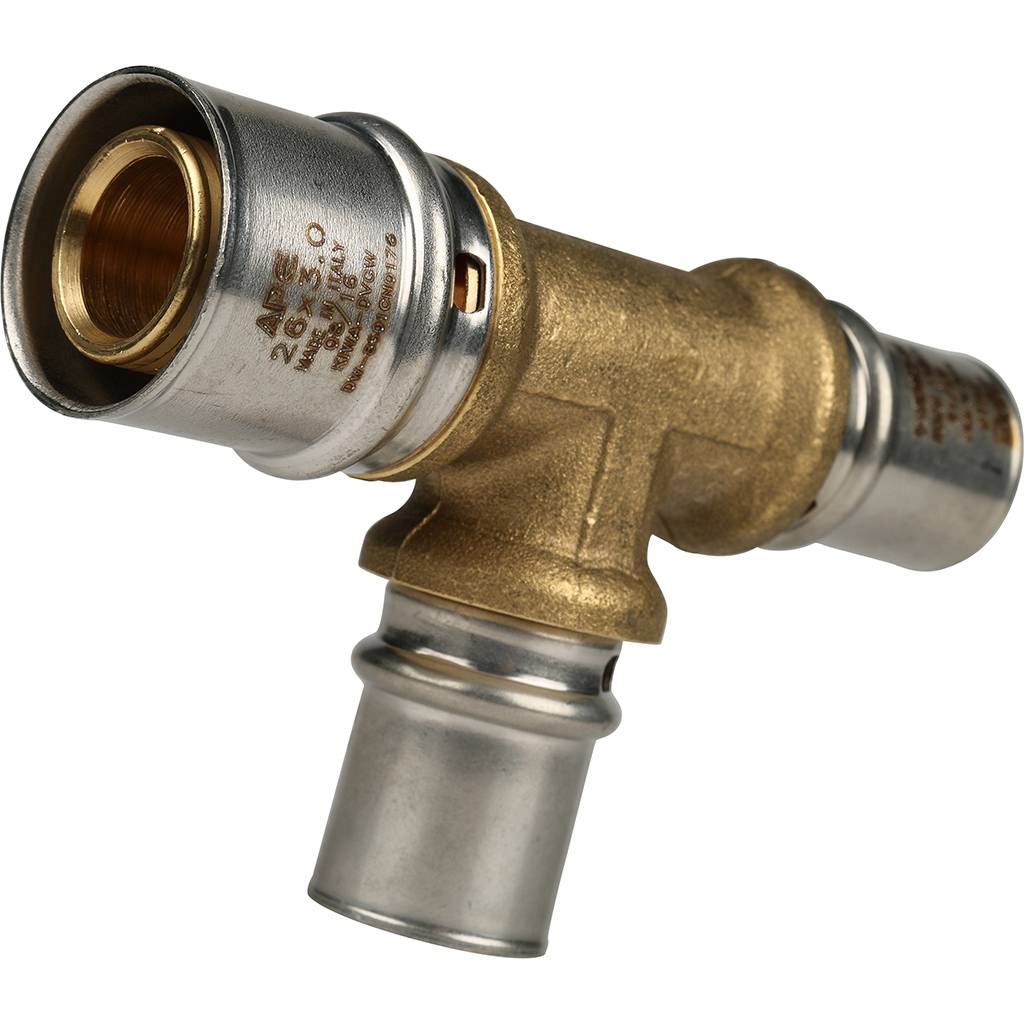 Тройник переходной STOUT 26х20х20 для металлопластиковых труб прессовой, SFP-0005-262020