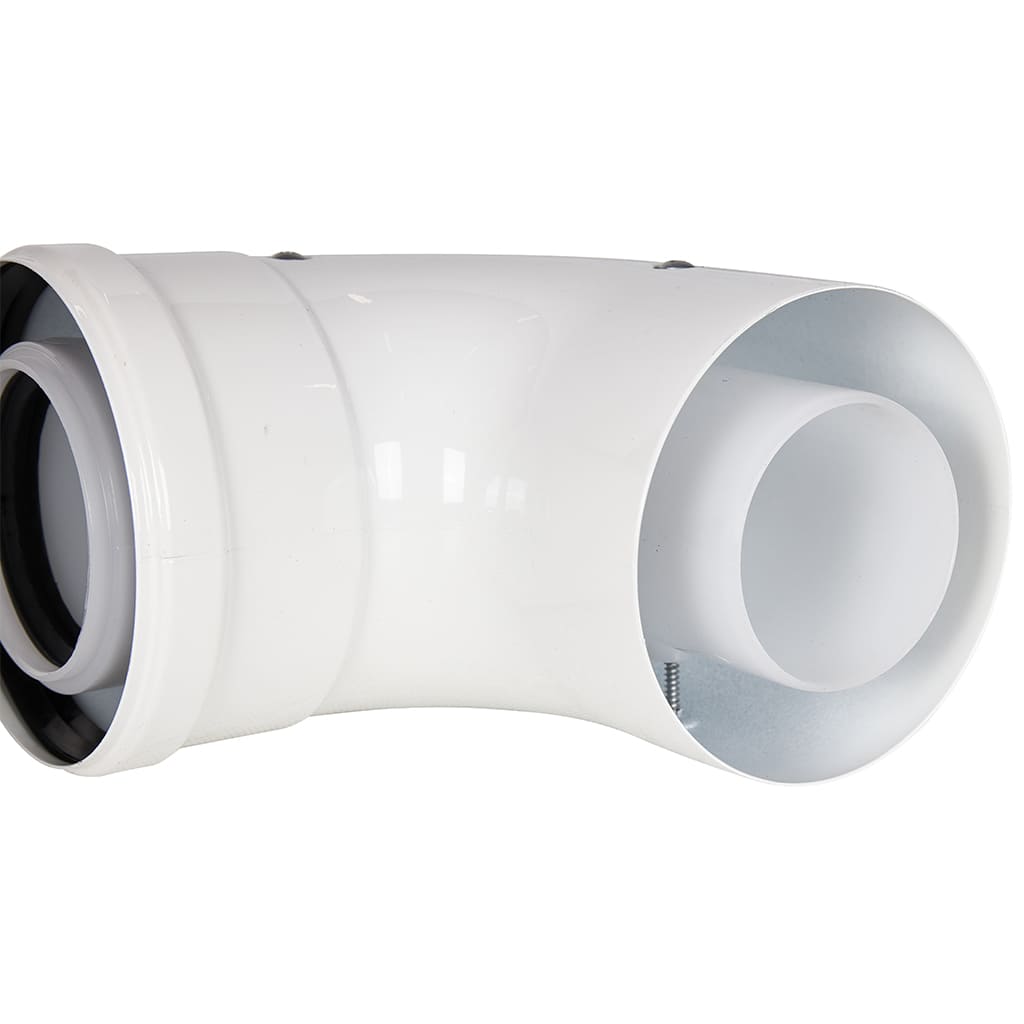 Отвод 90° конденсационный коаксиальный ROMMER D60(п-м)/100(п-м)