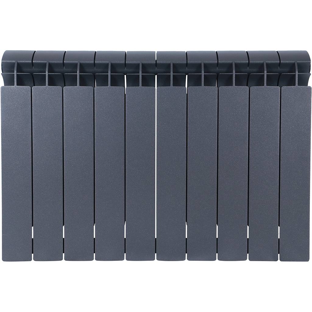 Радиатор биметаллический Global STYLE PLUS 500 10 секции боковое подключение (цвет cod.07 grigio scuro opaco mettalizzato 2748 (черный)), 155265