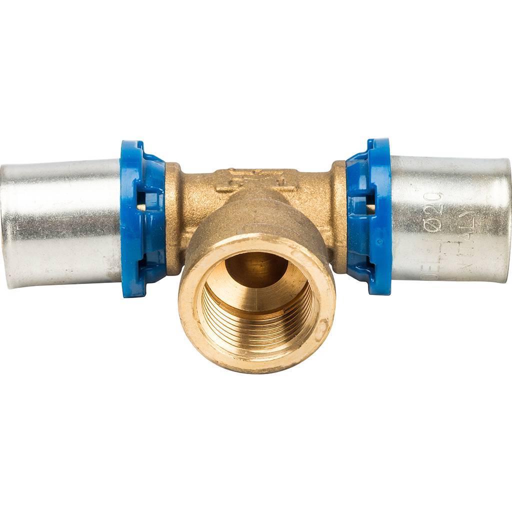 Тройник Prandelli Multyrama (внутр.резьба, 20х2х 3/4 профиль H, TH, U) для металлопластиковых труб прессовой, 509.08.62.0