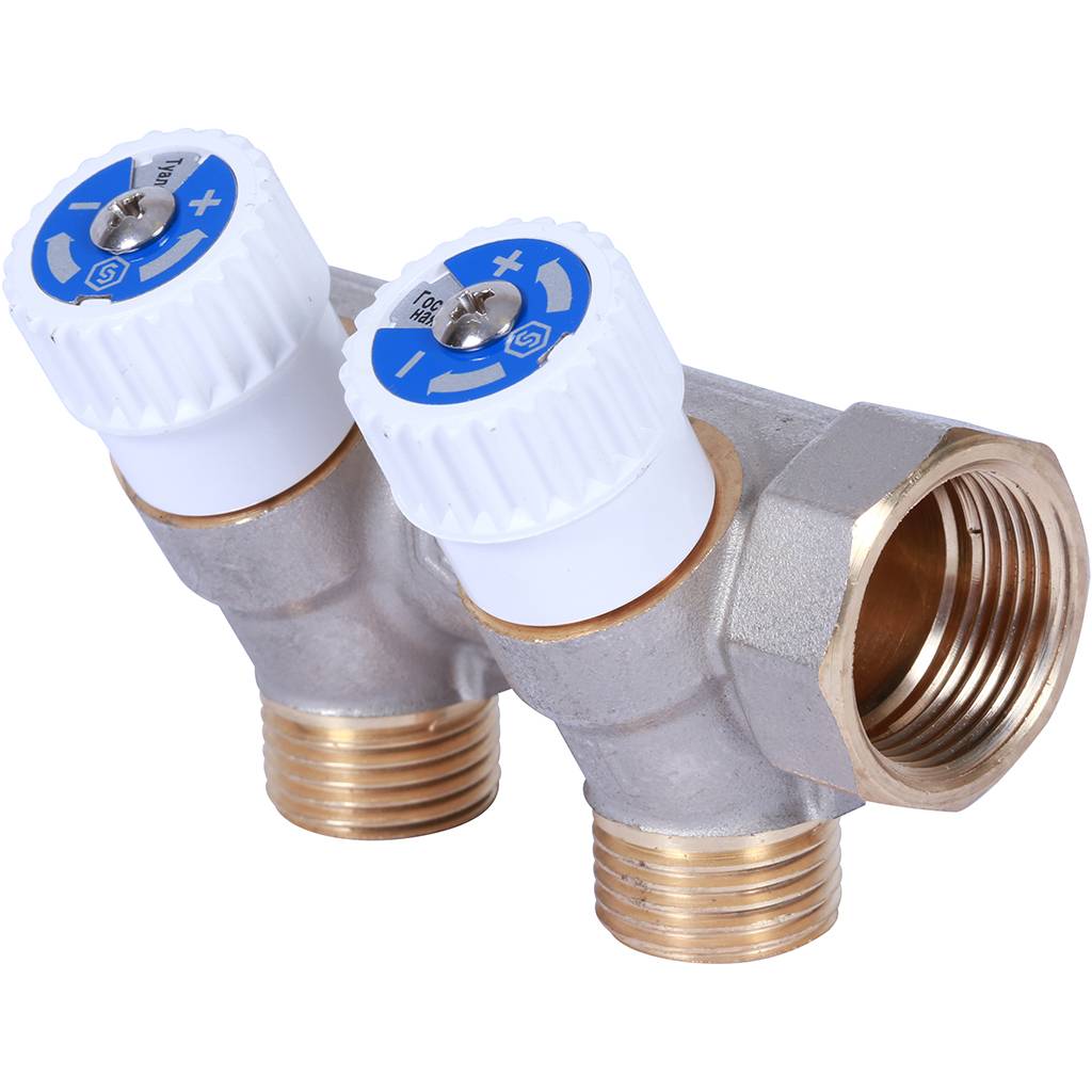 Коллектор распределительный STOUT 3/4, 2 отвода 1/2  плоское уплотнение