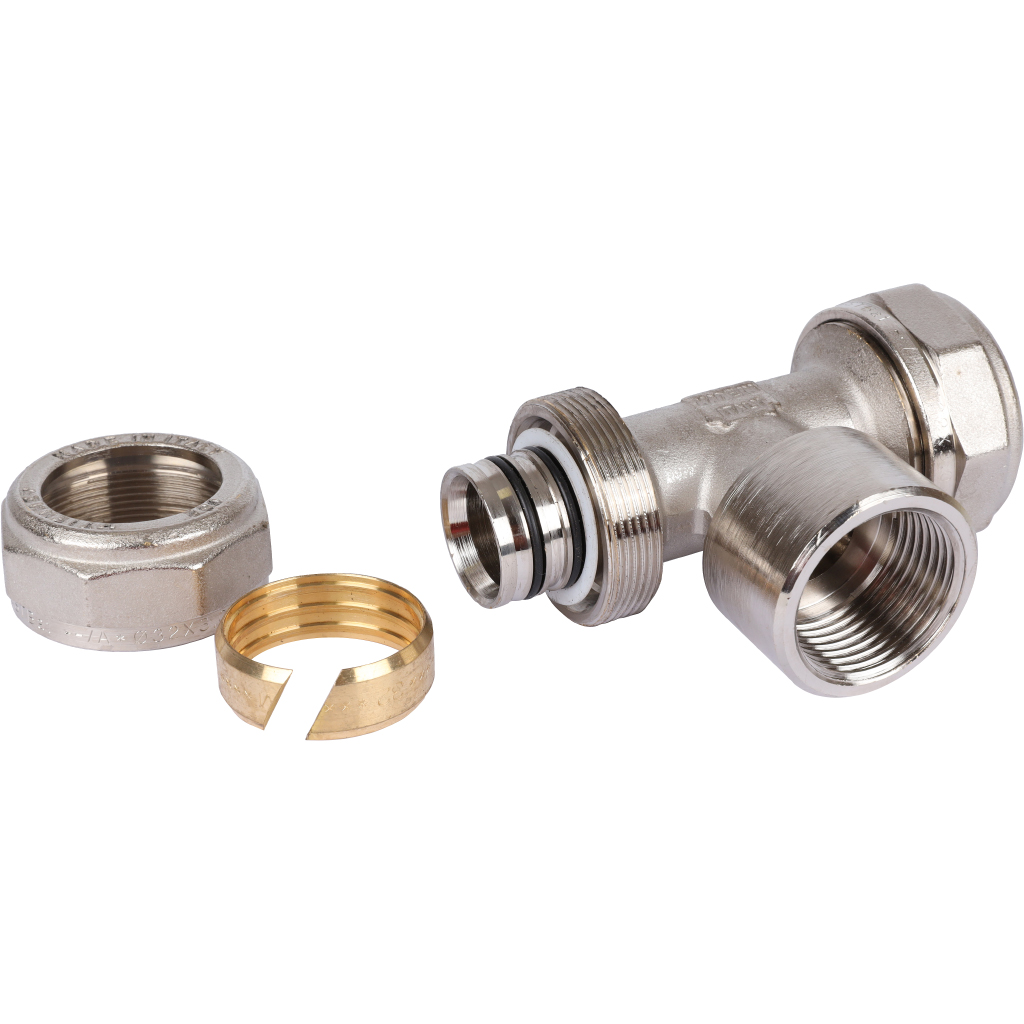 Тройник TIEMME с внутренней резьбой (32х3.0х1) для металлопластиковых труб винтовой, 1600048