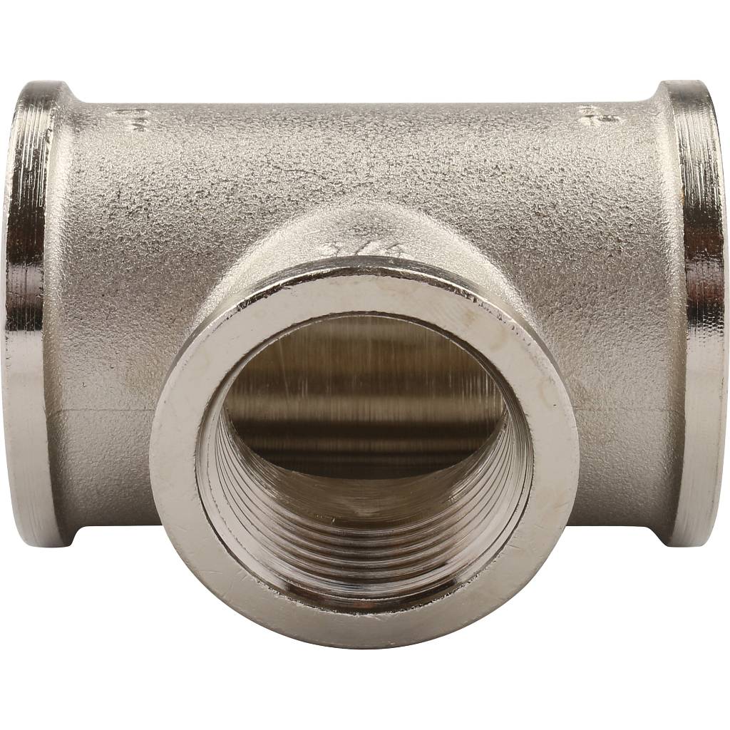 Тройник TIEMME ВВ никелированный 1х3/4х1 для стальных труб резьбовой, 1500224