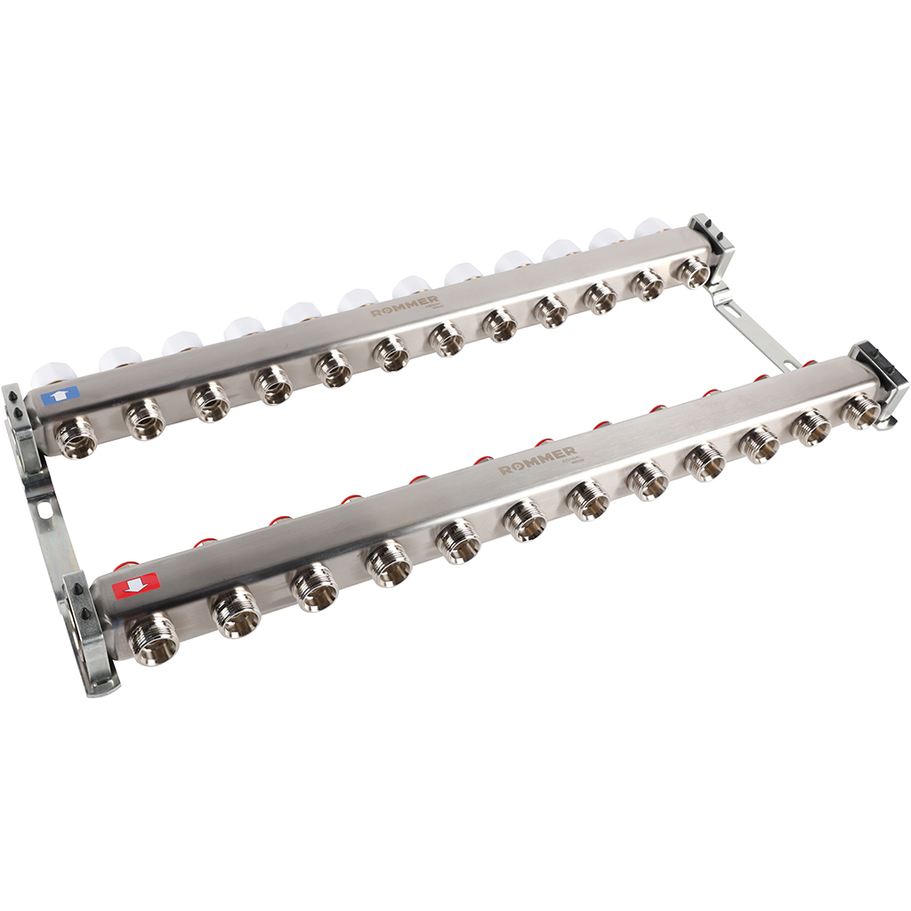 Коллектор из нержавеющей стали без расходомеров ROMMER 12 выходов, RMS-3200-000012