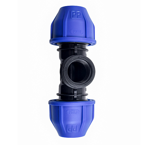 Тройник компрессионный, полипропилен внутренняя резьба 20х 1/2, для полиэтиленовых труб, РТП