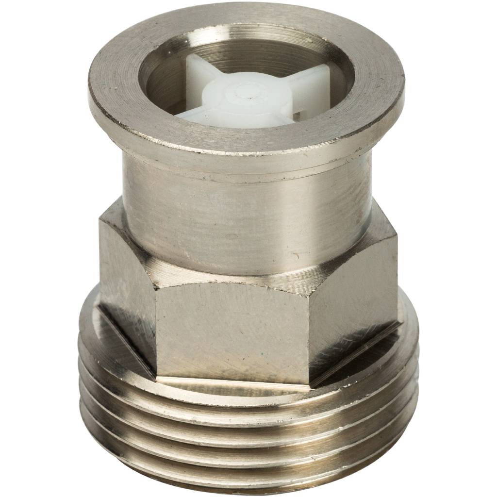 Разъемное соединение STOUT 1 с плоским уплотнением и обратным клапаном, никелированное, SDG-0019-020025