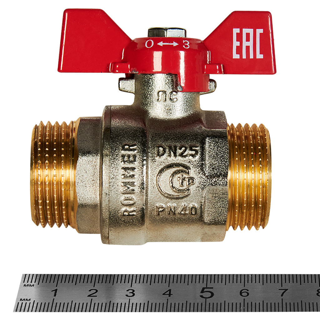 Кран шаровой ROMMER НР/НР, ручка бабочка 1
