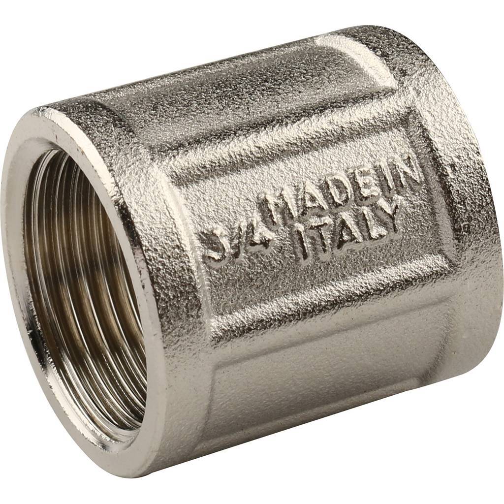 Муфта TIEMME ВВ никелированная 3/4х3/4 для стальных труб резьбовой, 1500150