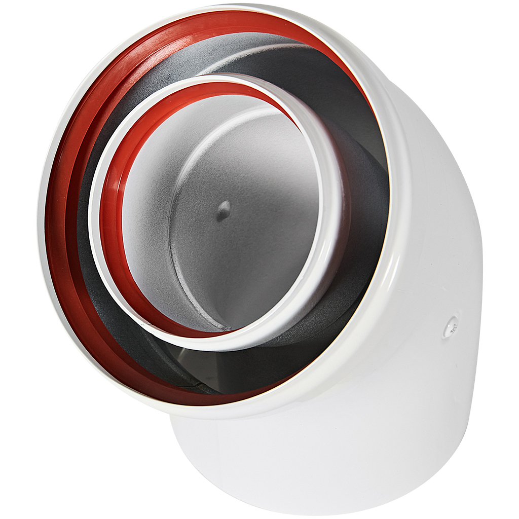 Отвод 45° традиционный коаксиальный ROMMER D80(п-м)/125(п-м), RCA-8125-000045