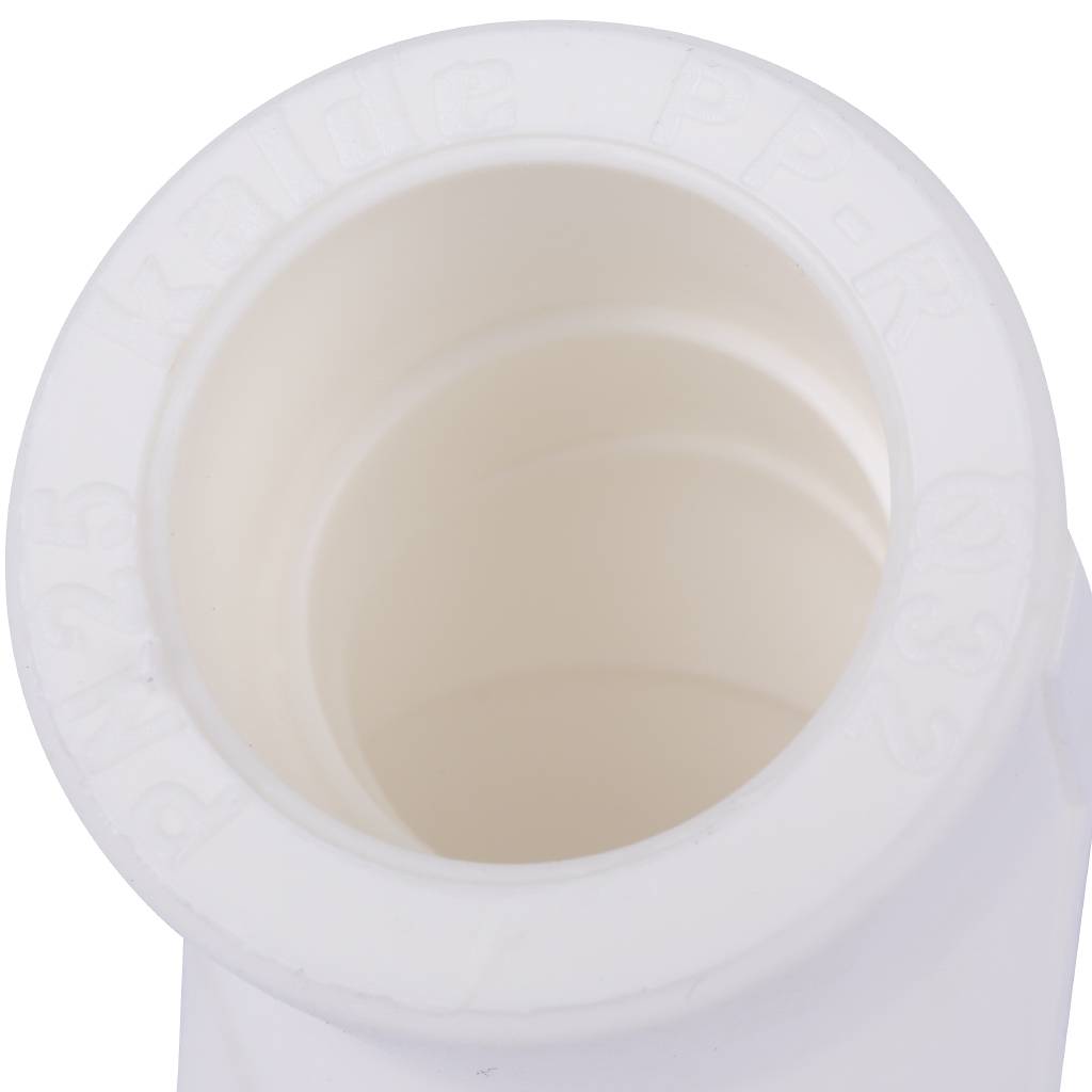 Угольник Kalde d=32 45* для полипропиленовых труб под сварку (цвет белый), R.3212-elb-320045