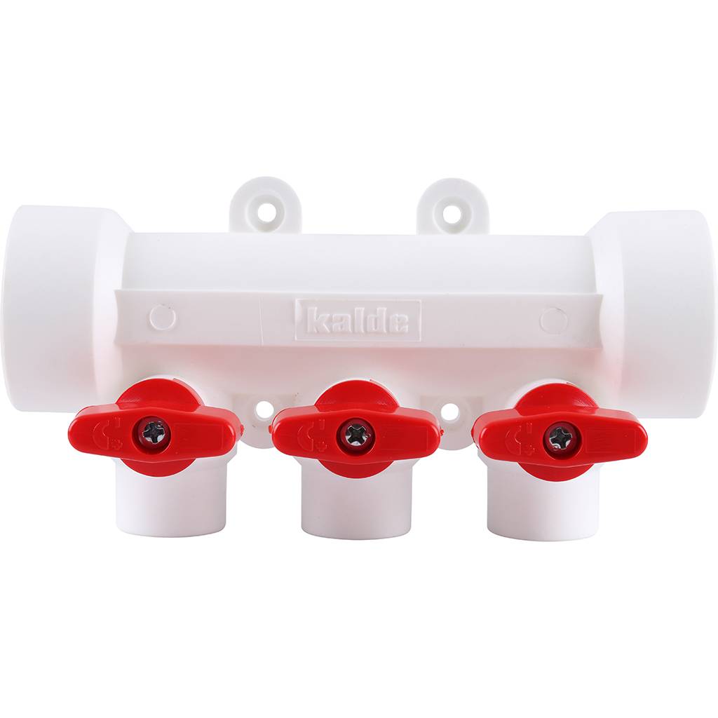 Коллектор с запорными кранами для полипропиленовых труб Kalde (3 выхода)